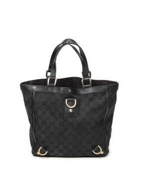 Gucci Small Abbey Ring Tote Bag Black GG Canvas